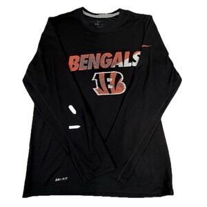 Cincinnati Bengals Nike Dri-Fit  Long Sleeve Shirt Size Small S NFL Black Orange